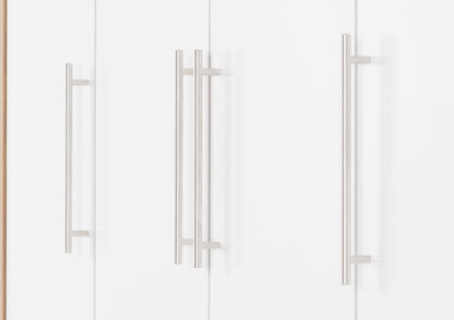 Seville 4 Door 2 Drawer Wardrobe - White Gloss/Light Oak Effect Veneer