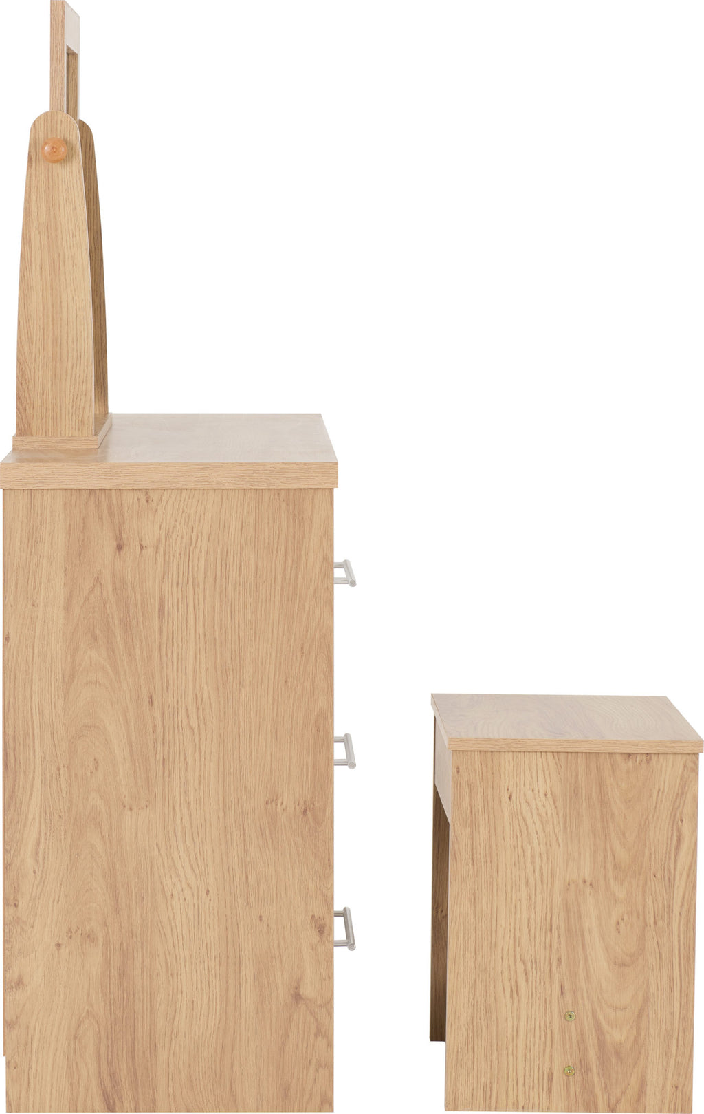 Seville Dressing Table Set - White Gloss/Light Oak Effect Veneer