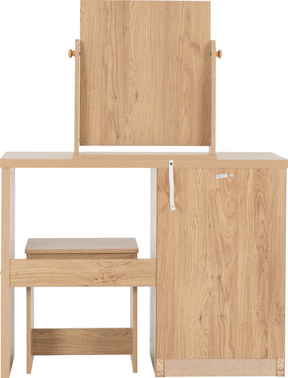 Seville Dressing Table Set - White Gloss/Light Oak Effect Veneer