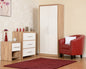 Seville 3 Drawer Chest - White Gloss/Light Oak Effect Veneer