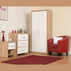Seville Bedroom Trio Set - White Gloss/Light Oak Effect Veneer