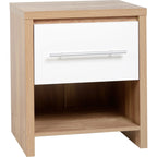 Seville Bedroom Trio Set - White Gloss/Light Oak Effect Veneer