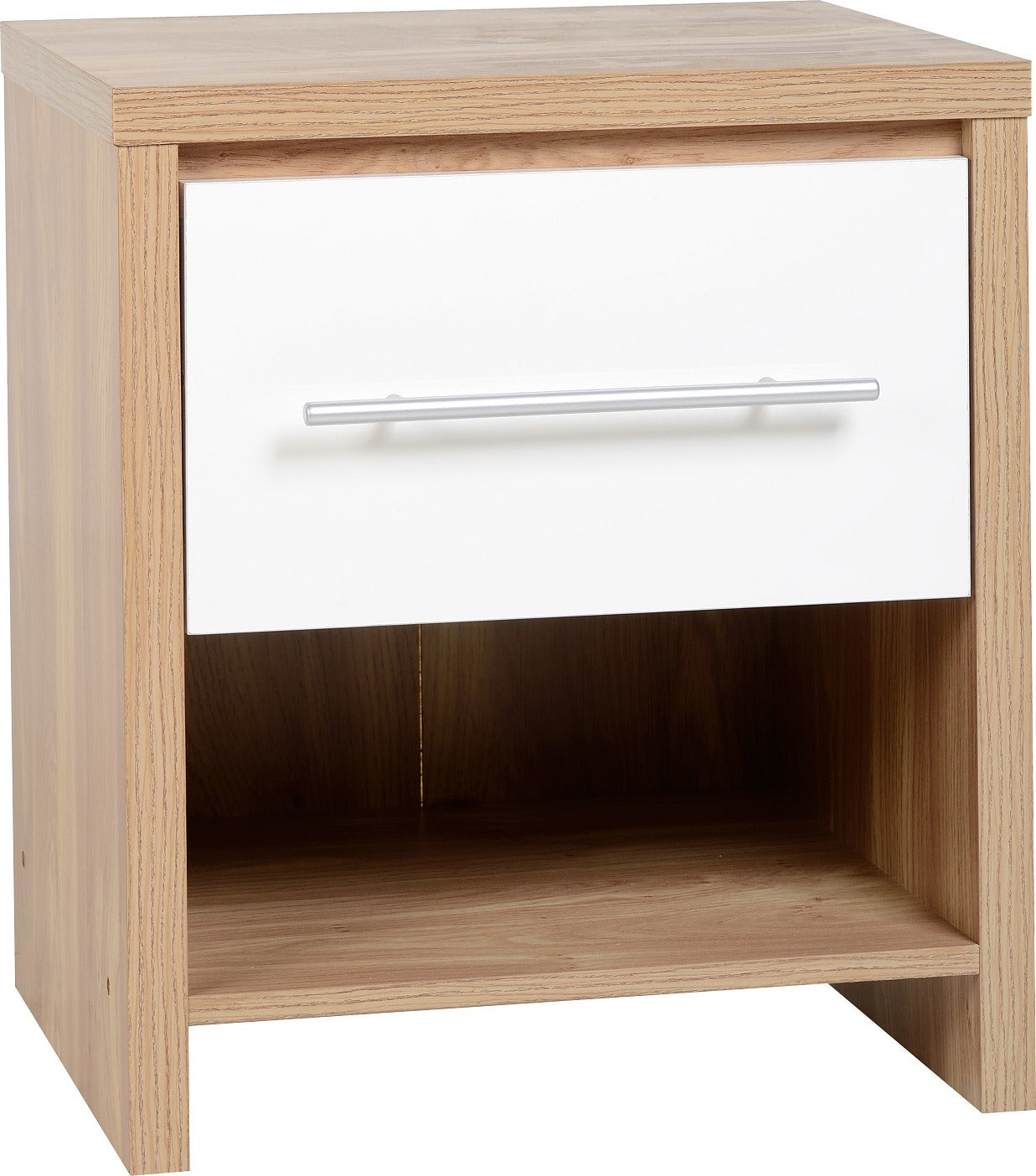 Seville Bedroom Trio Set - White Gloss/Light Oak Effect Veneer