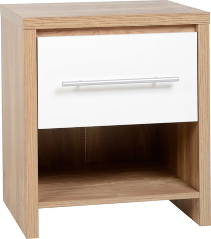 Seville Bedroom Trio Set - White Gloss/Light Oak Effect Veneer