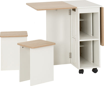 Seymore Stowaway Dining Set - Oak Effect/White