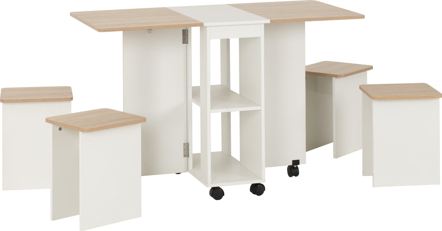 Seymore Stowaway Dining Set - Oak Effect/White