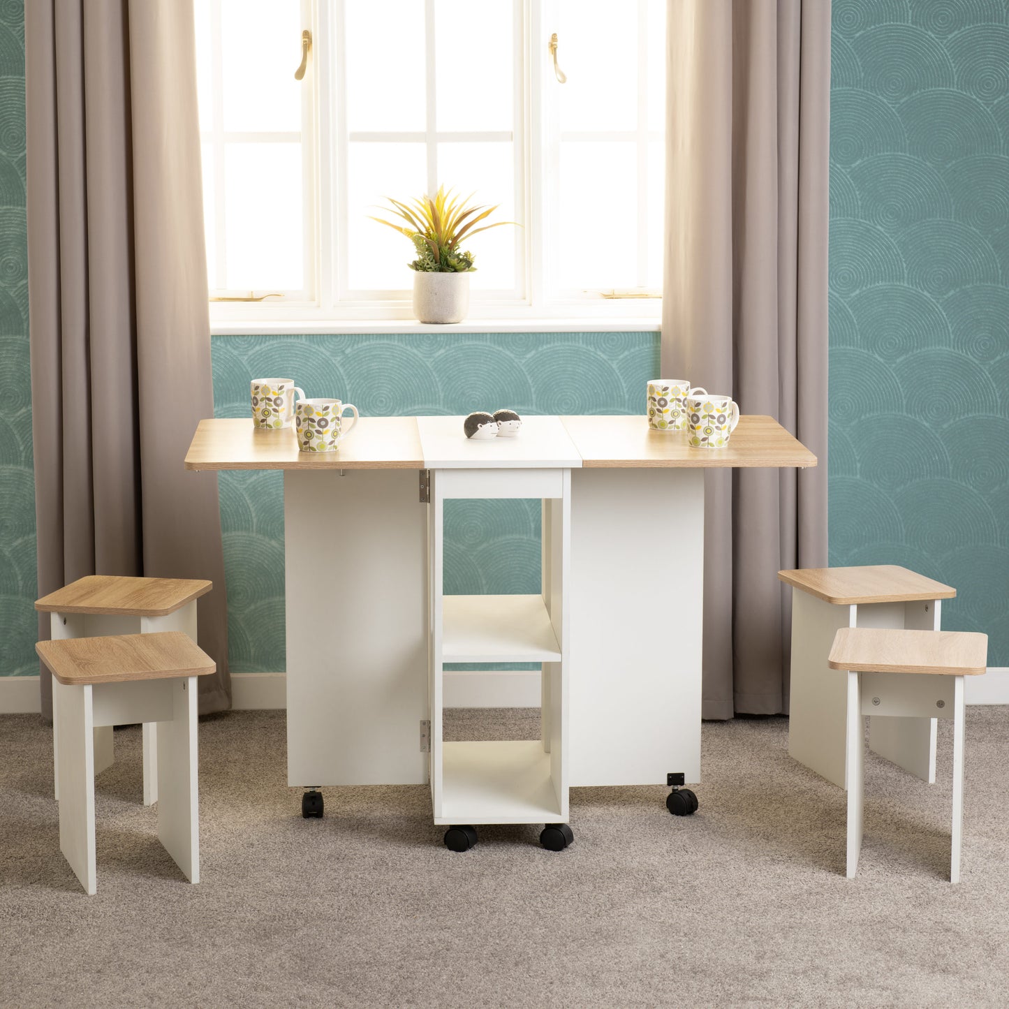Seymore Stowaway Dining Set - Oak Effect/White