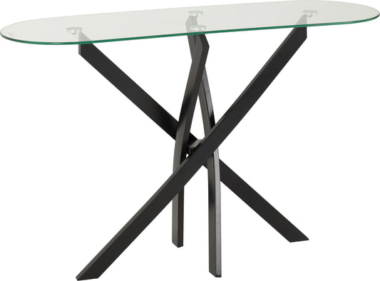Sheldon Console Table - Clear Glass/Black