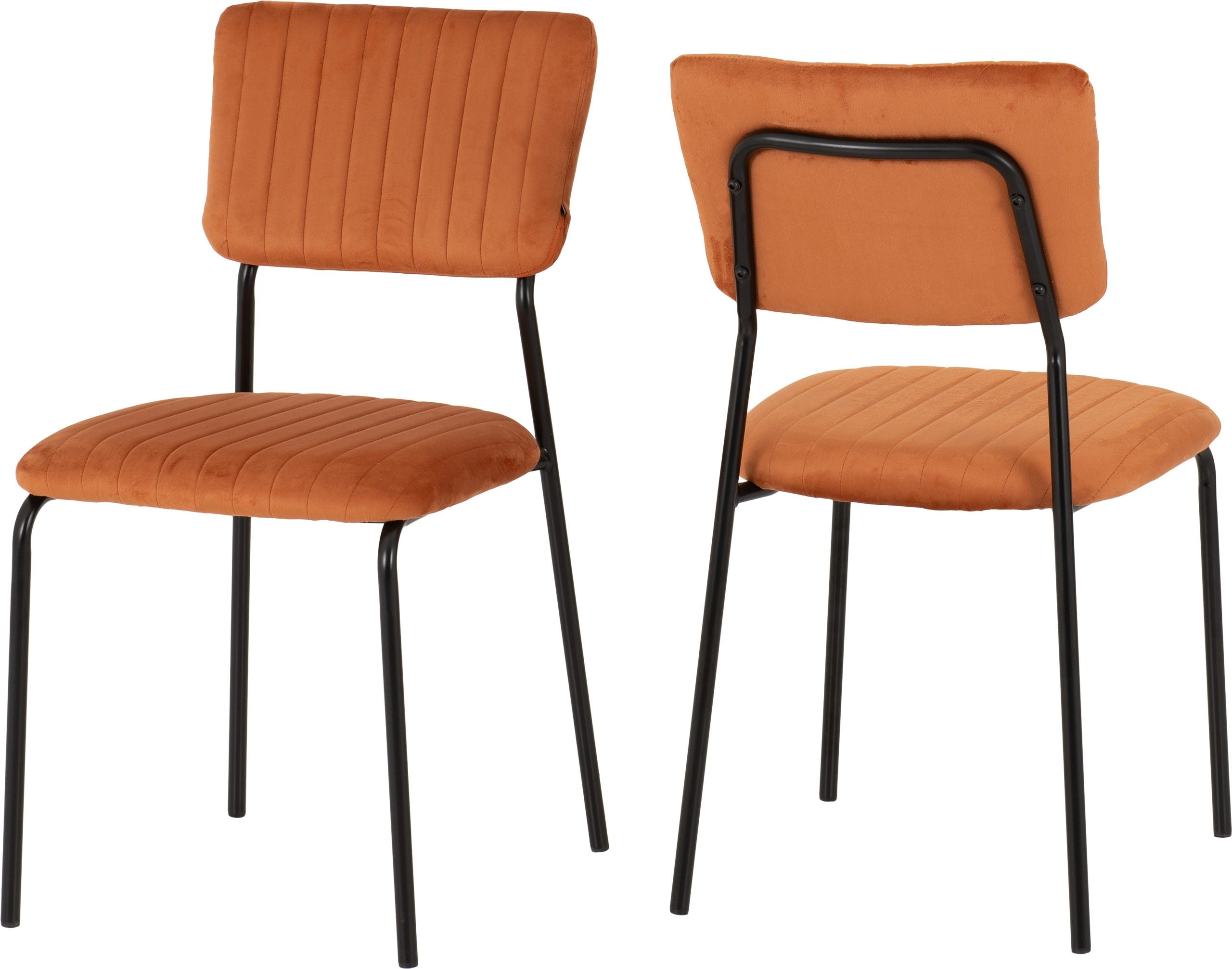 Sheldon Dining Chair (X4 Per Box) - Burnt Orange Velvet Fabric