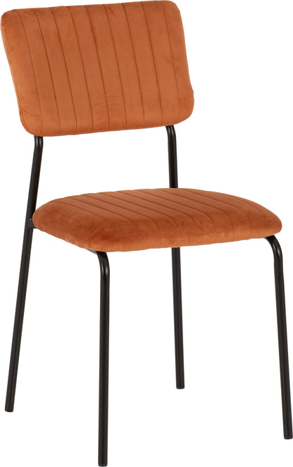 Sheldon Dining Chair (X4 Per Box) - Burnt Orange Velvet Fabric