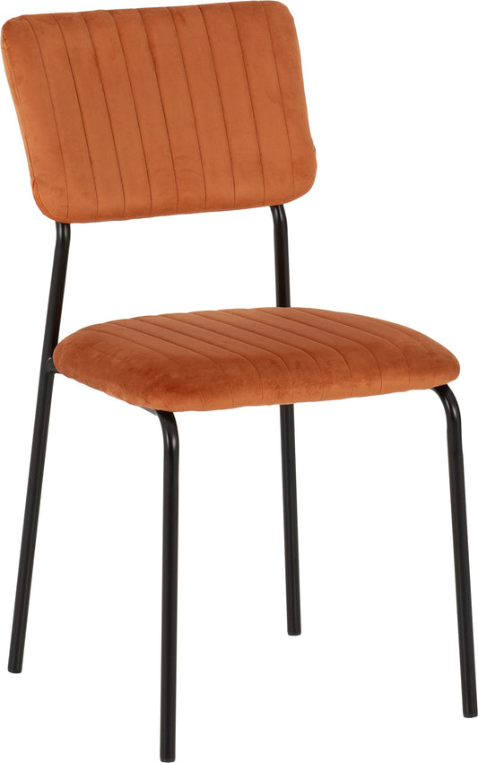 Sheldon Dining Chair (X4 Per Box) - Burnt Orange Velvet Fabric