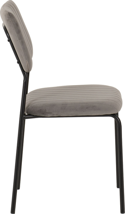 Sheldon Dining Chair (X4 Per Box) - Grey Velvet Fabric