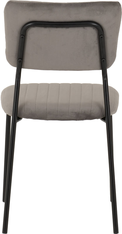 Sheldon Dining Chair (X4 Per Box) - Grey Velvet Fabric
