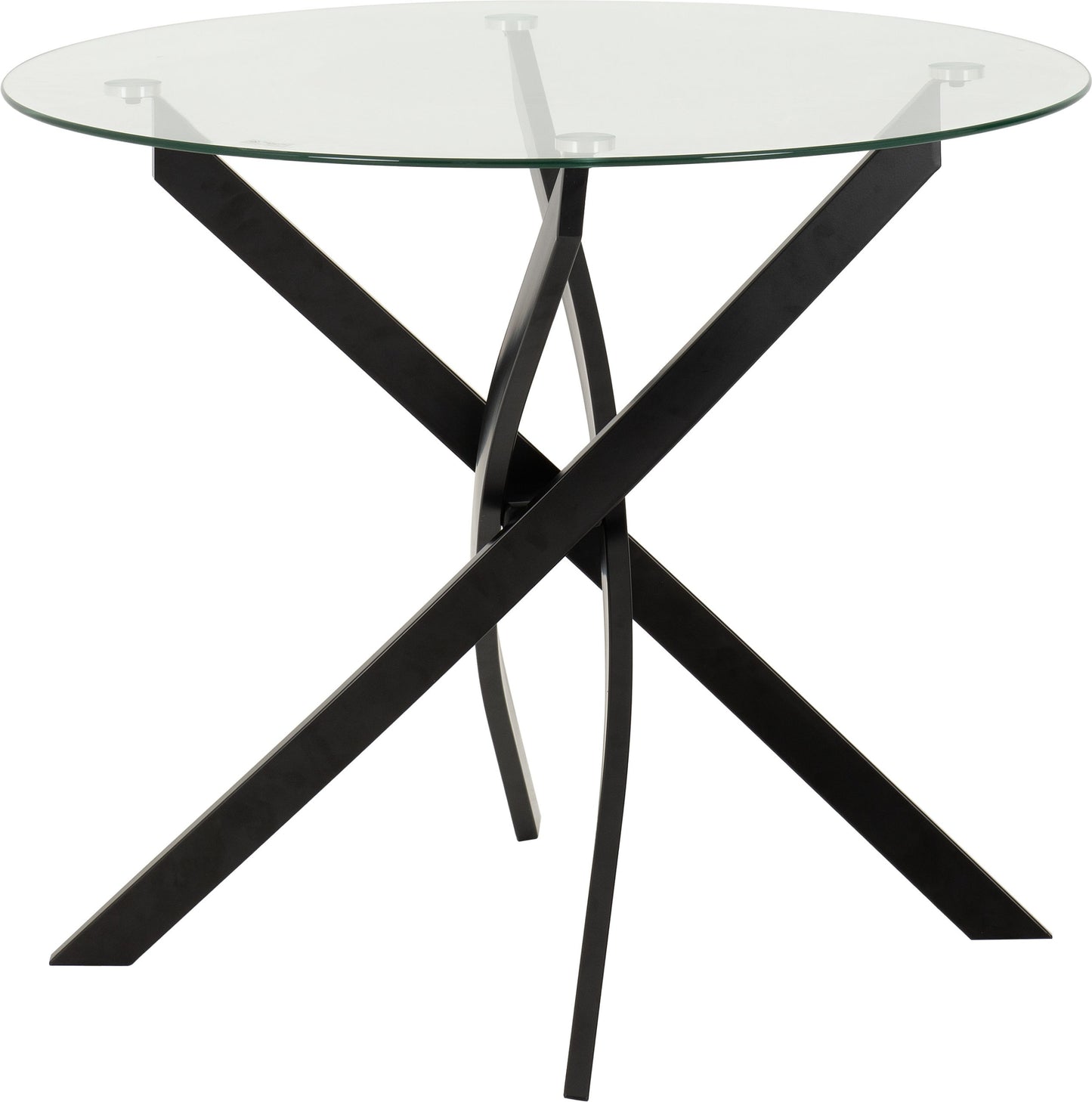 Sheldon Round Glass Top Dining Table - Clear Glass/Black