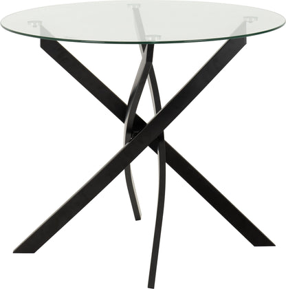Sheldon Round Glass Top Dining Table - Clear Glass/Black