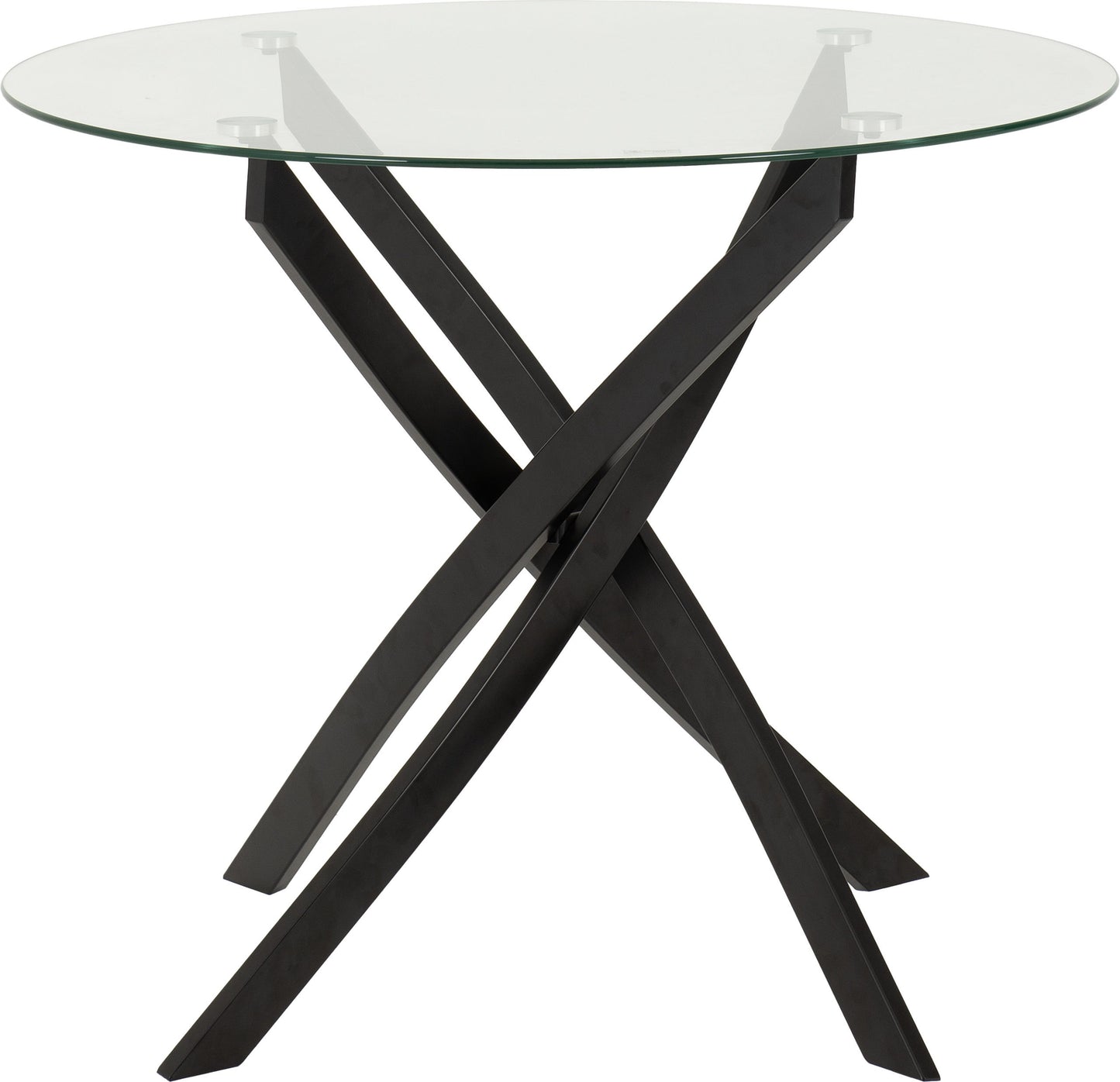 Sheldon Round Glass Top Dining Set (X4 Chairs) - Clear Glass/Burnt Orange Velvet Fabric