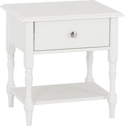 Stratford 1 Drawer Side Table - White