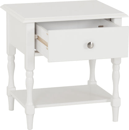 Stratford 1 Drawer Side Table - White
