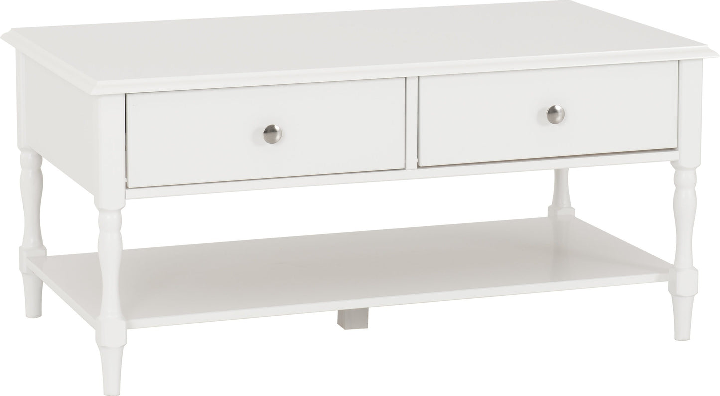 Stratford 2 Drawer Coffee Table - White
