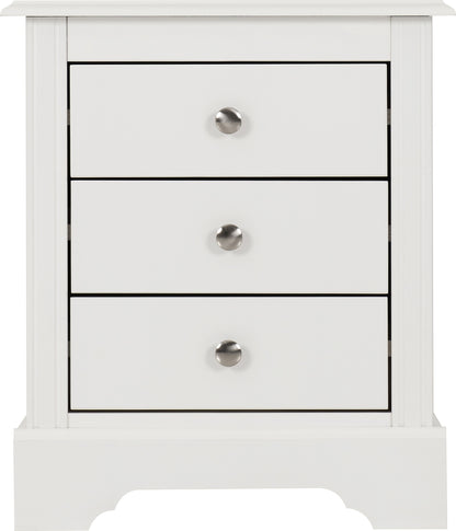 Stratford 3 Drawer Bedside - White