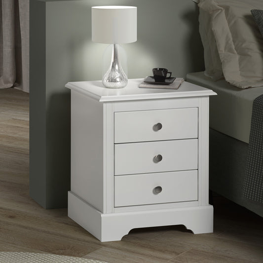 Stratford 3 Drawer Bedside - White