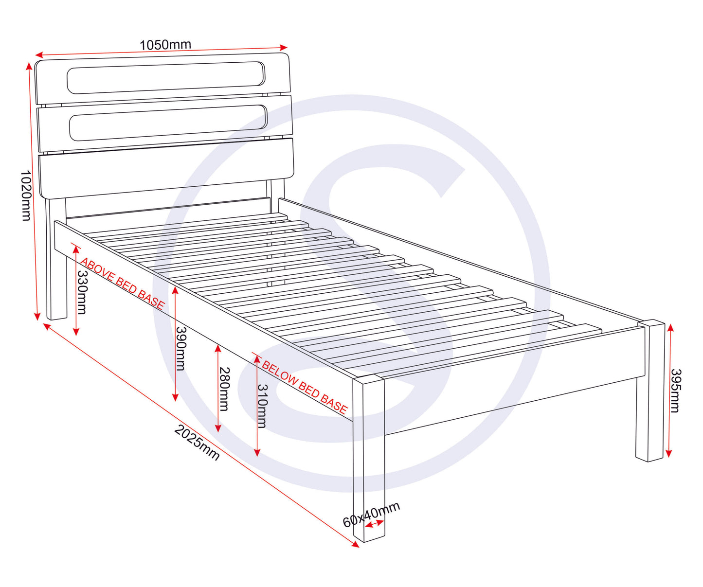 Santana 3' Bed - Light Oak/Rattan Effect