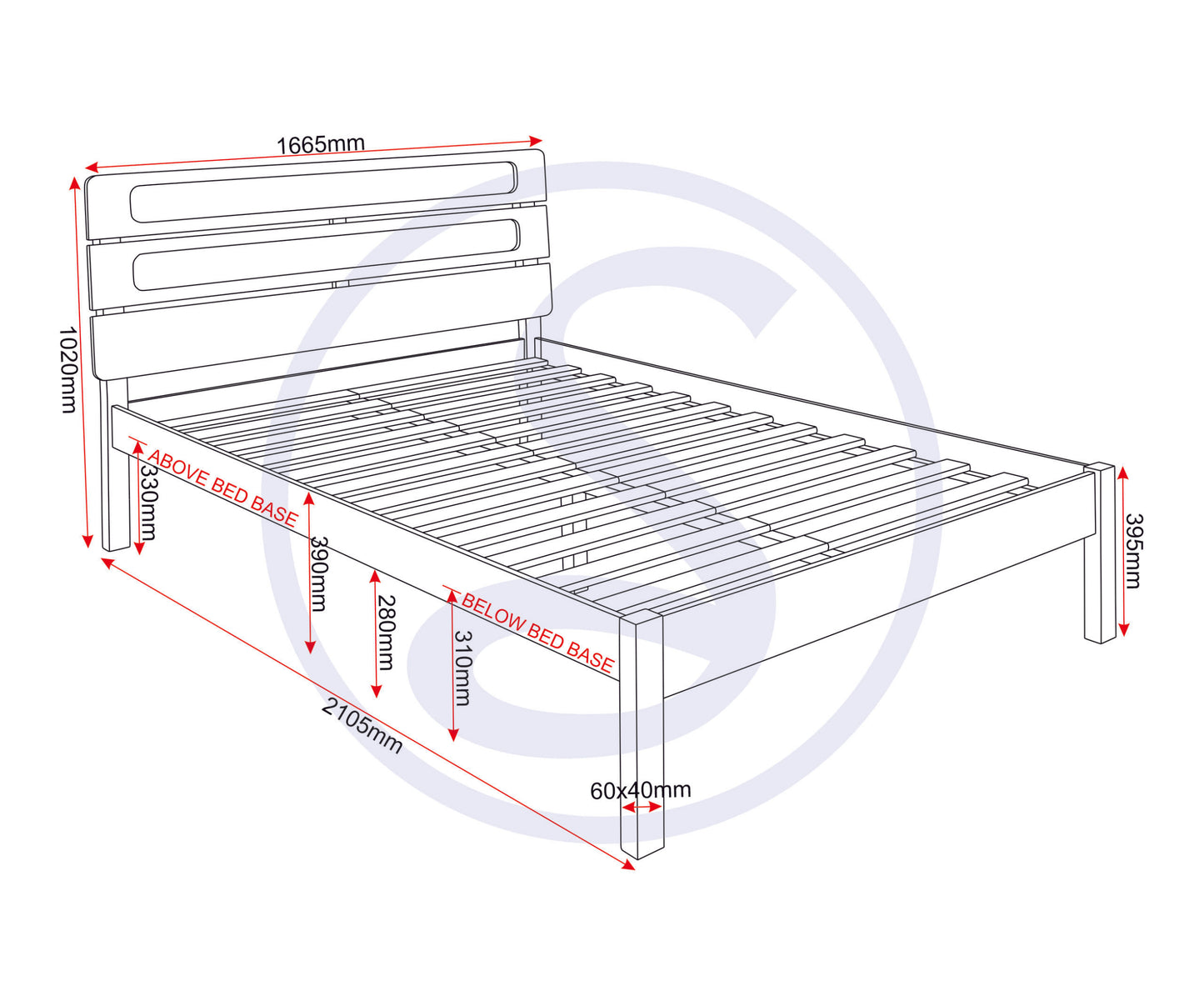 Santana 5' Bed - Light Oak/Rattan Effect