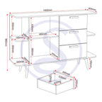 Saxton 1 Door 3 Drawer Sideboard - Mid Oak Effect/Grey