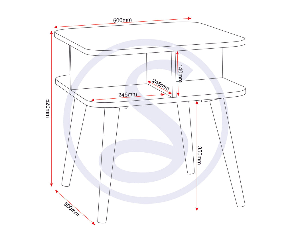 Saxton Side Table - Mid Oak Effect/Grey