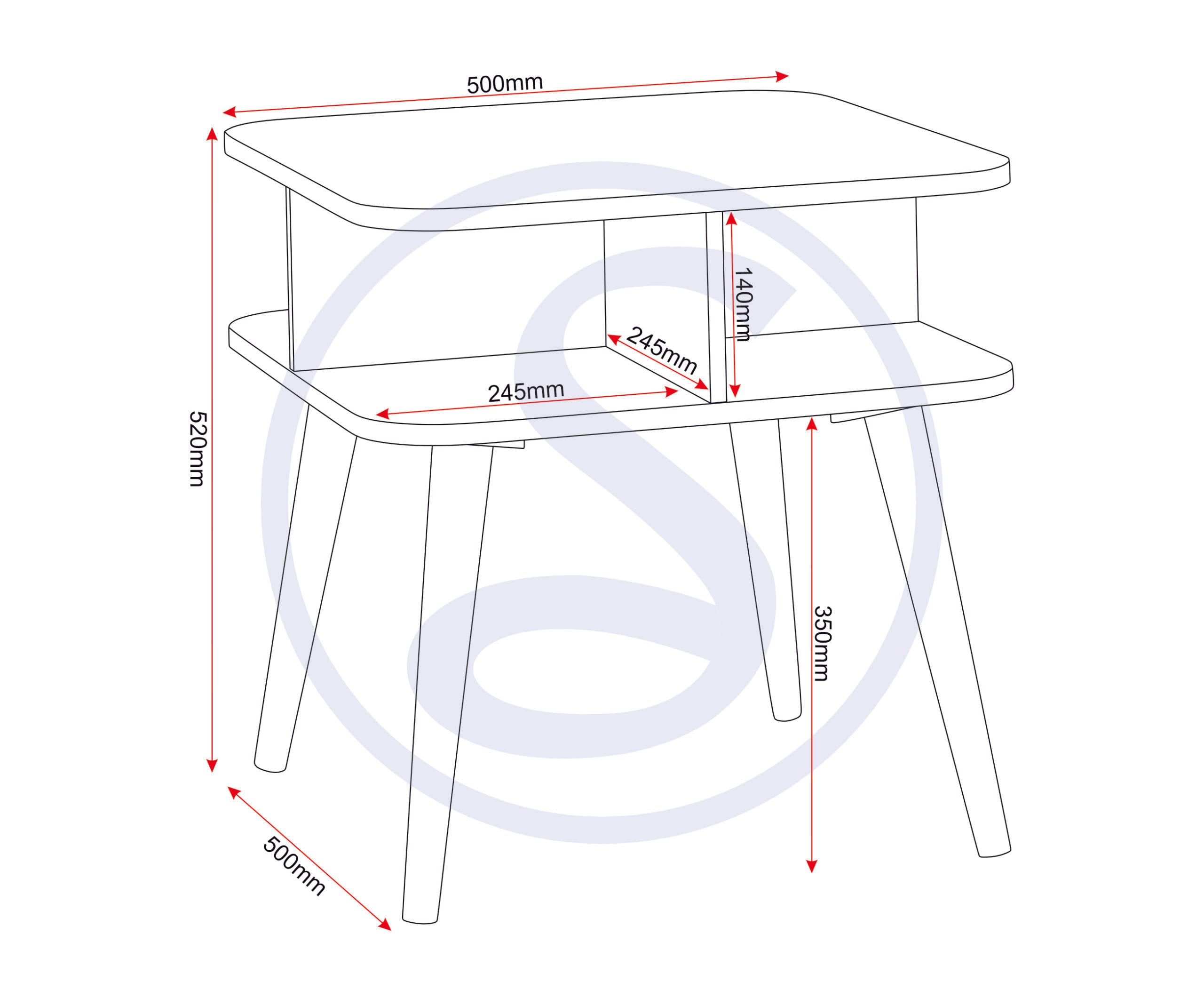 Saxton Side Table - Mid Oak Effect/Grey