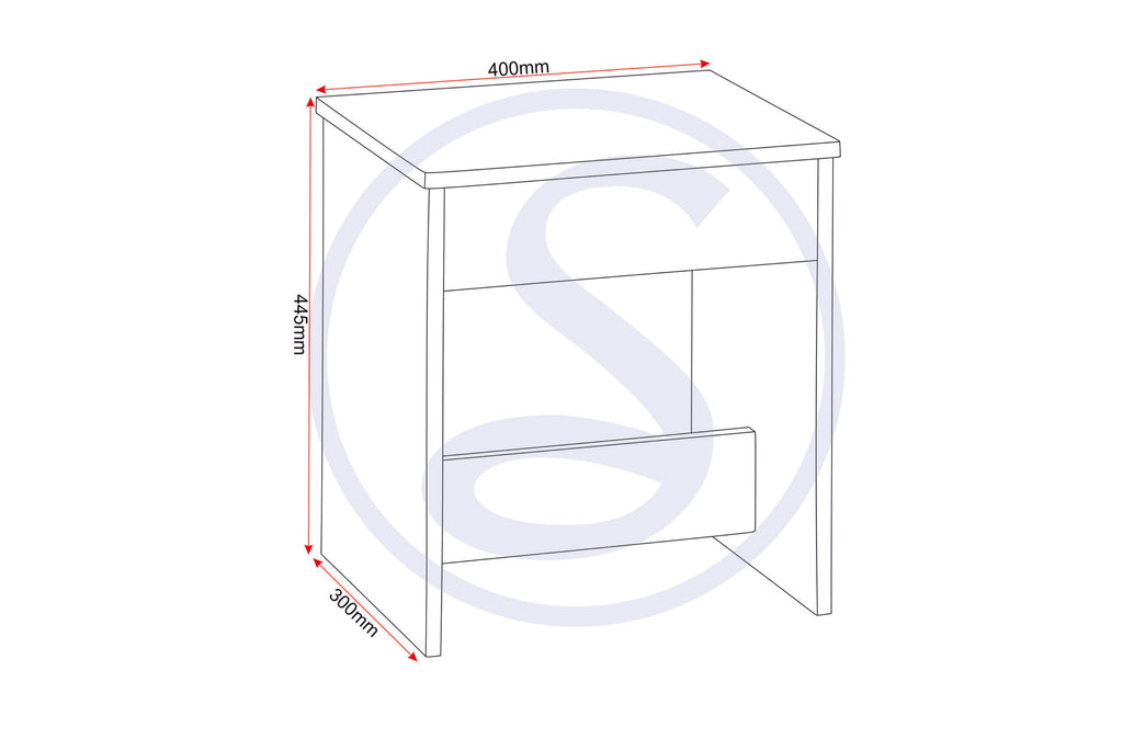 Seville Dressing Table Set - White Gloss/Light Oak Effect Veneer