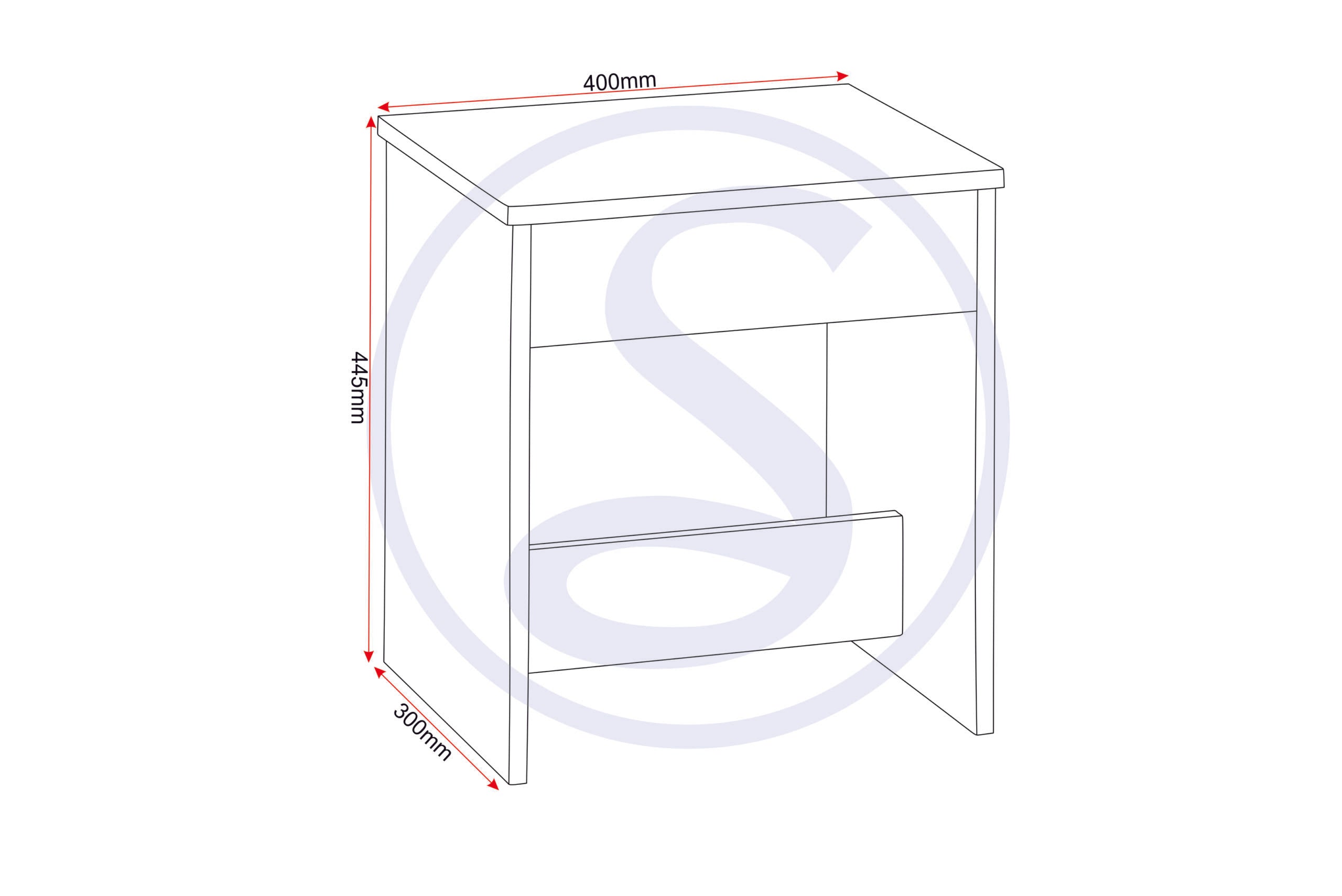 Seville Dressing Table Set - White Gloss/Light Oak Effect Veneer