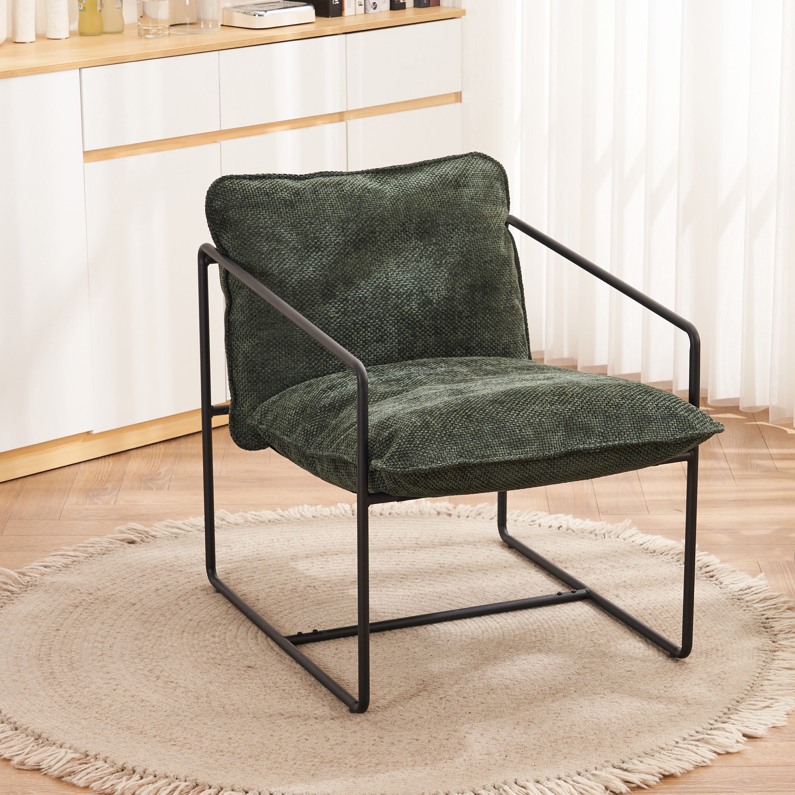 Tivoli Occasional Chair - Black Metal/Green Fabric