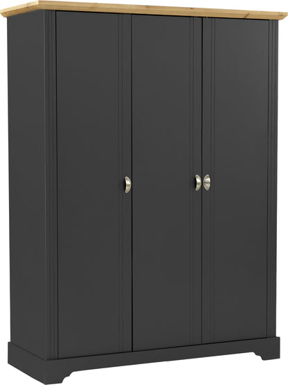 Toledo 3 Door Wardrobe - Grey/Oak Effect