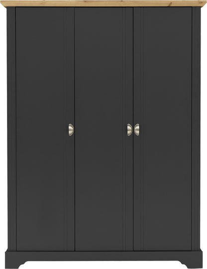 Toledo 3 Door Wardrobe - Grey/Oak Effect