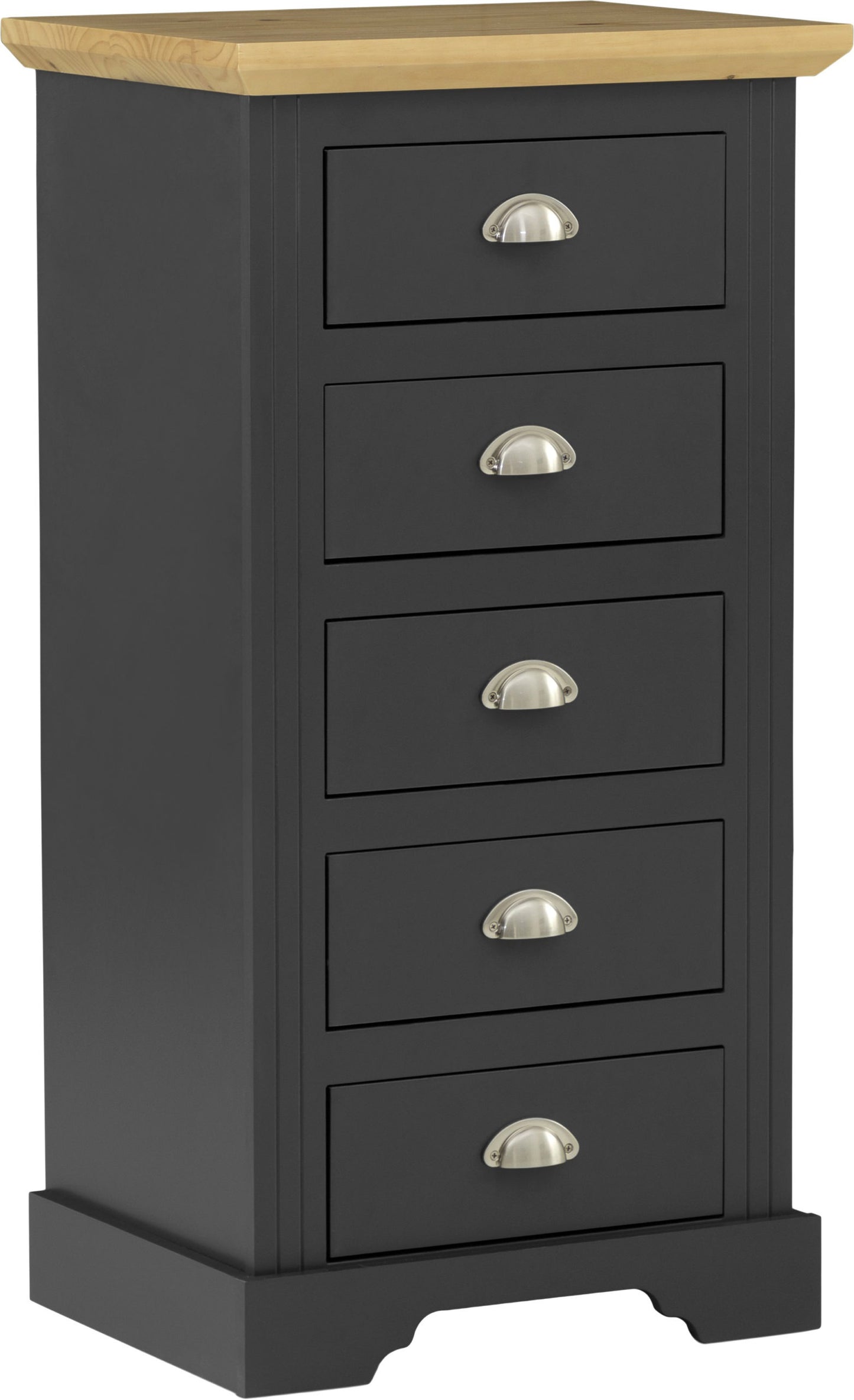 Toledo 5 Drawer Narrow Chest - Grey/Oak Effect