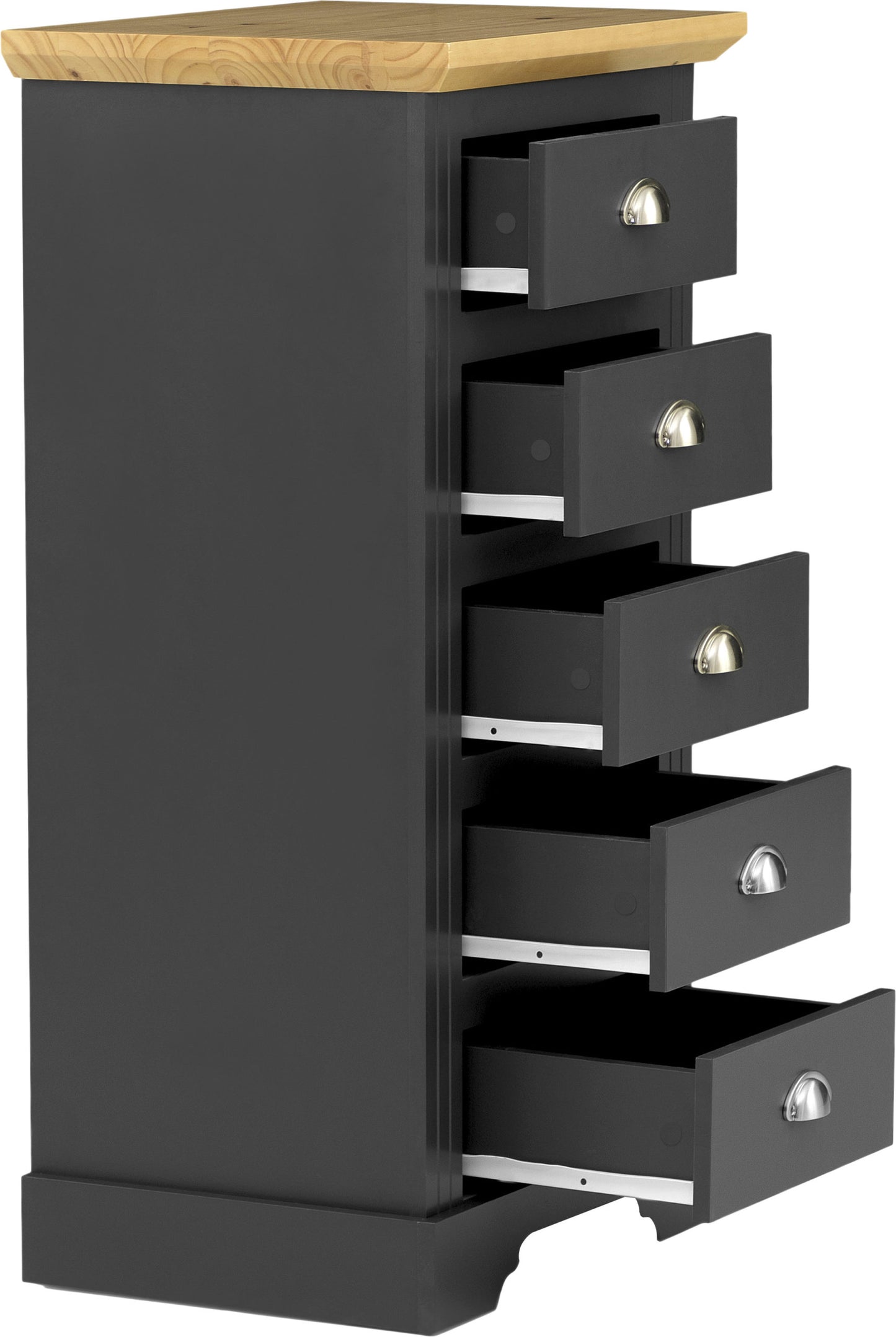 Toledo 5 Drawer Narrow Chest - Grey/Oak Effect