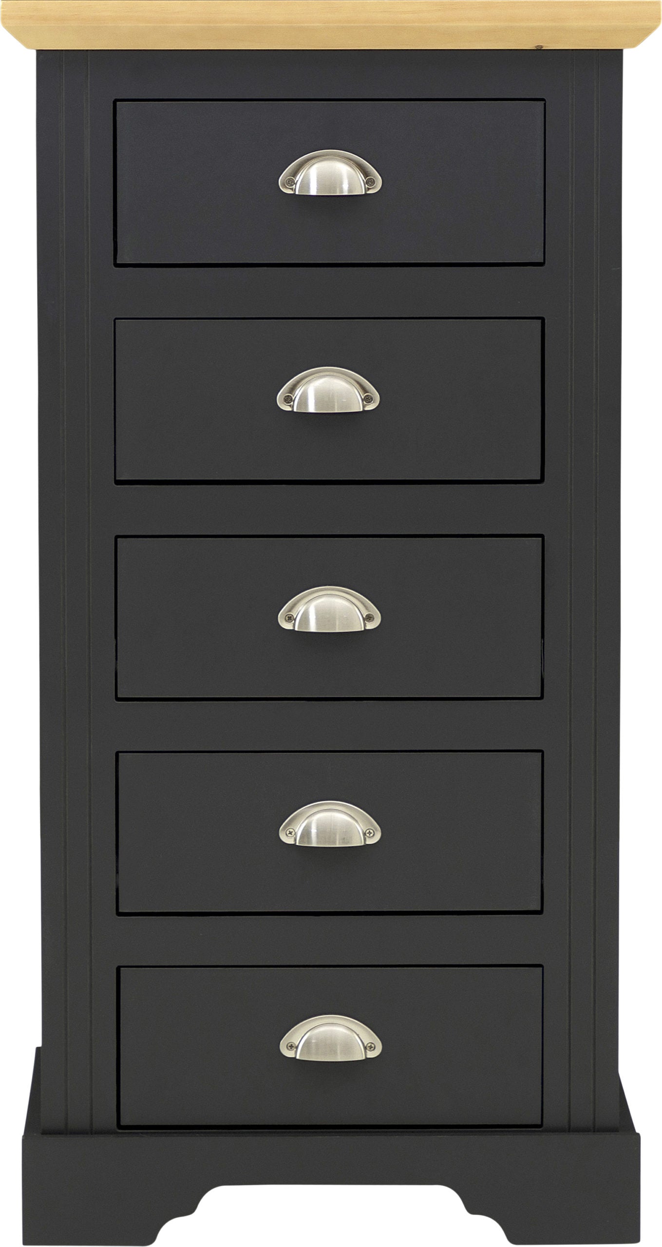 Toledo 5 Drawer Narrow Chest - Grey/Oak Effect