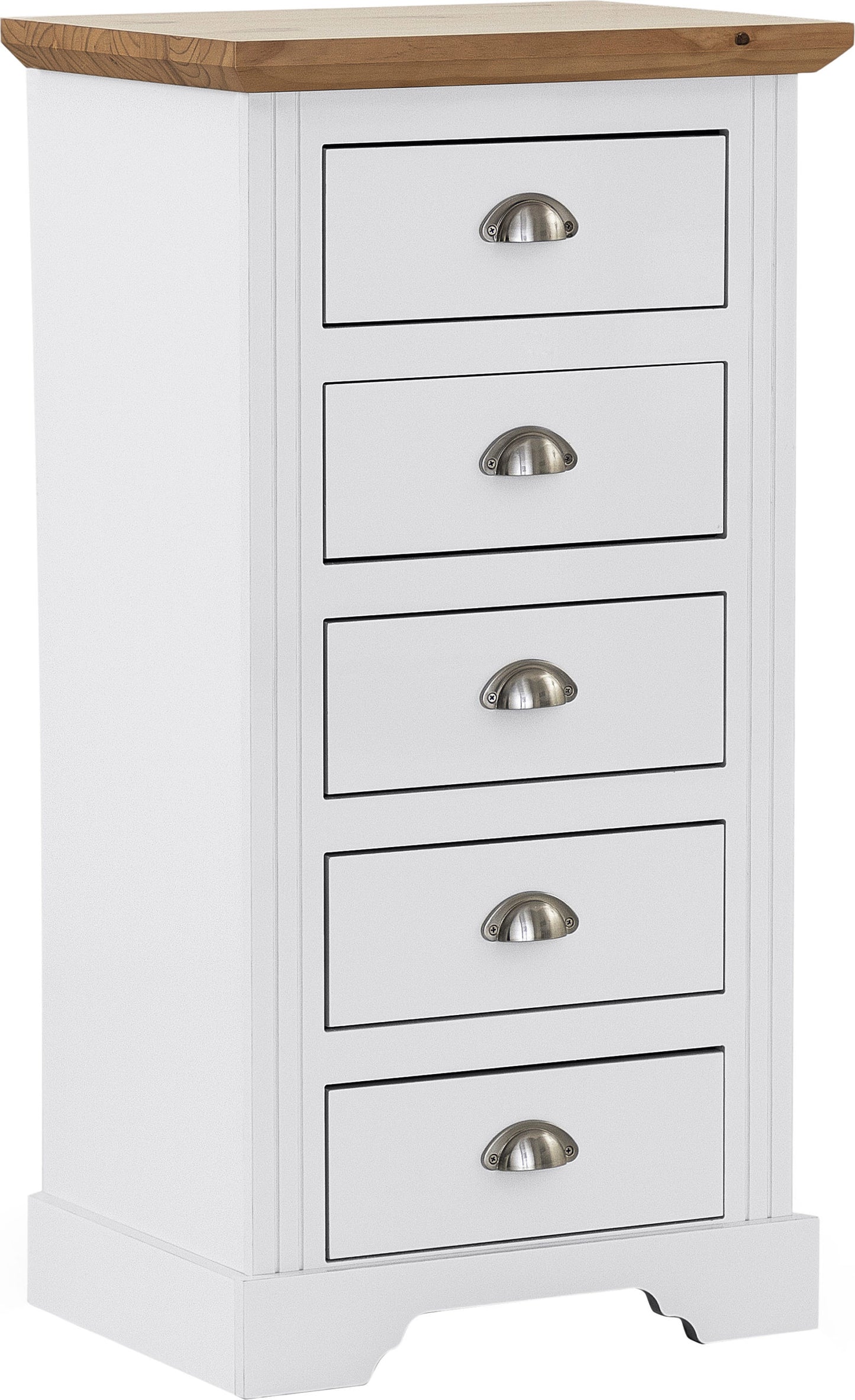 Toledo 5 Drawer Narrow Chest - White/Oak Effect