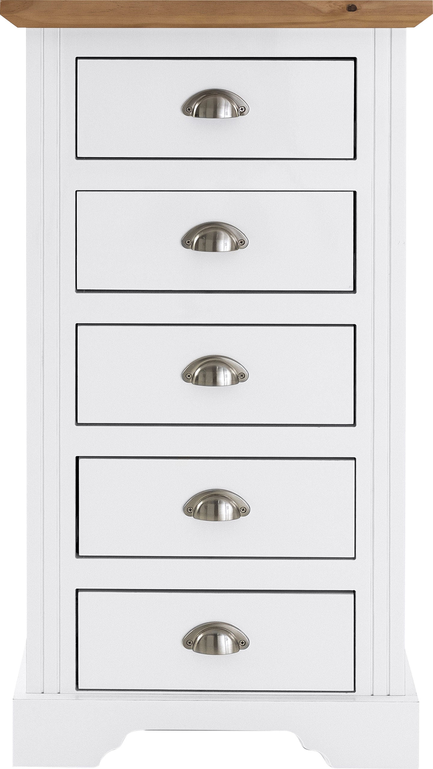 Toledo 5 Drawer Narrow Chest - White/Oak Effect