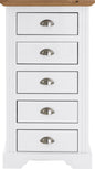 Toledo 5 Drawer Narrow Chest - White/Oak Effect