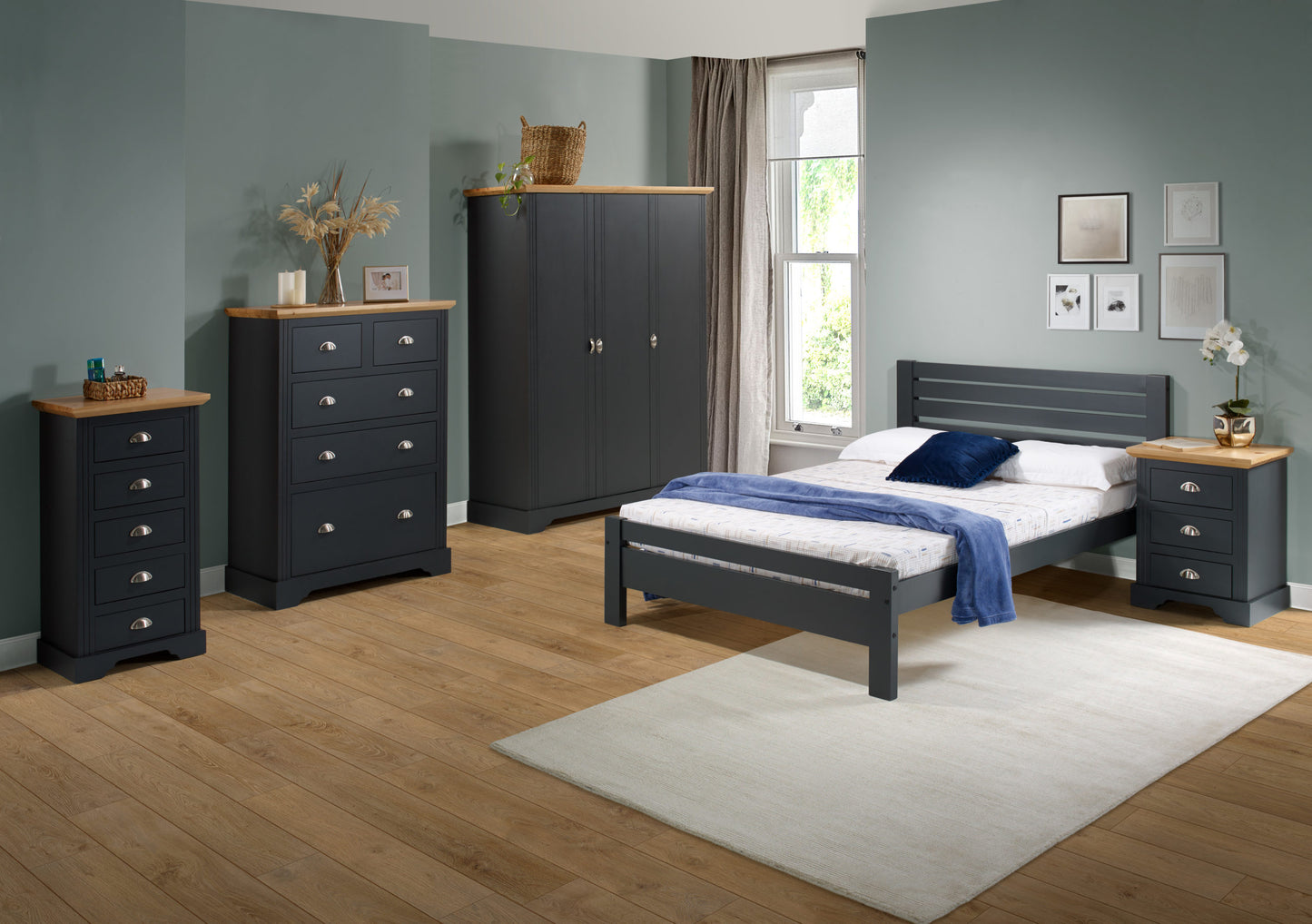 Toledo 3 Door Wardrobe - Grey/Oak Effect