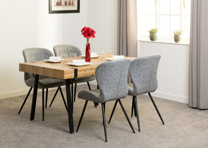 Treviso & Quebec Dining Set (X4 Chairs) - Light Oak Effect/Grey Pu