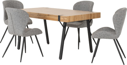Treviso & Quebec Dining Set (X4 Chairs) - Light Oak Effect/Grey Pu