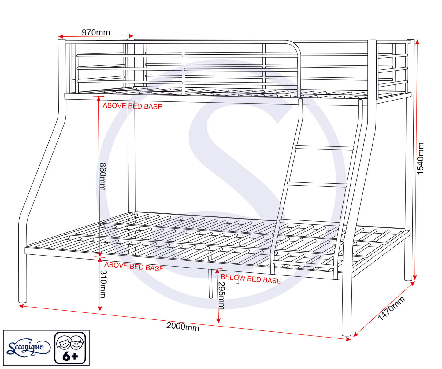 Tandi Triple Sleeper Bunk Bed - Silver