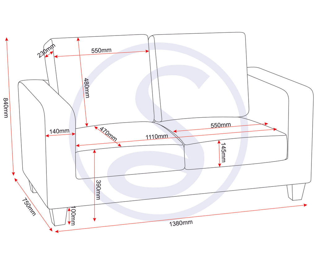 Tempo Two Seater Sofa - Black Pu