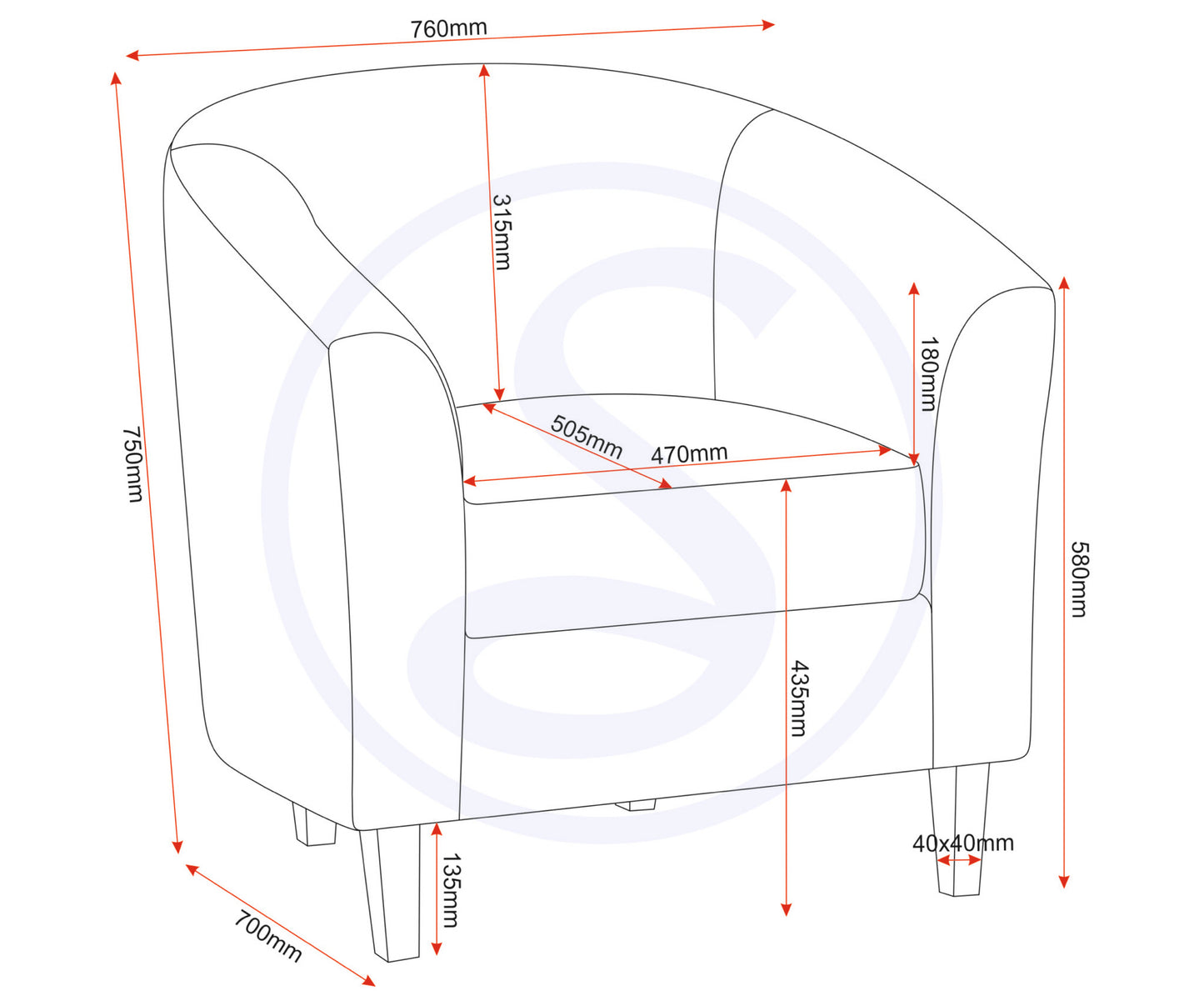 Tempo Tub Chair - Grey Fabric