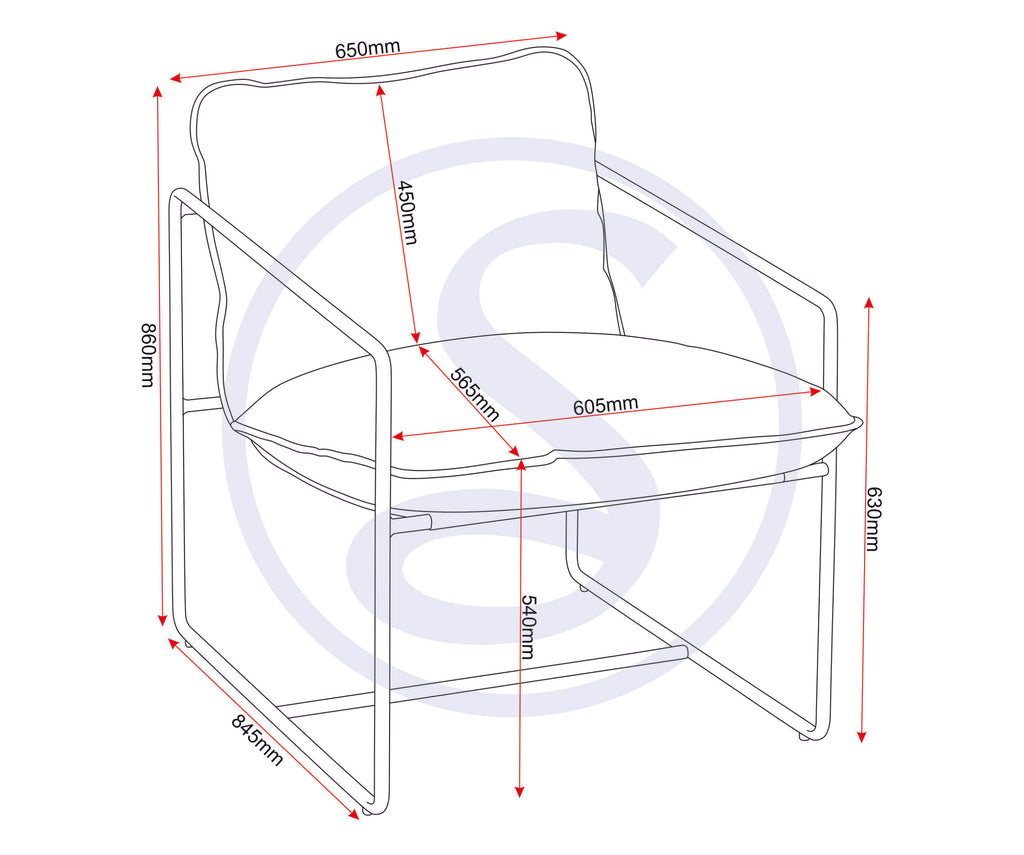 Tivoli Occasional Chair - Black Metal/Blue Fabric