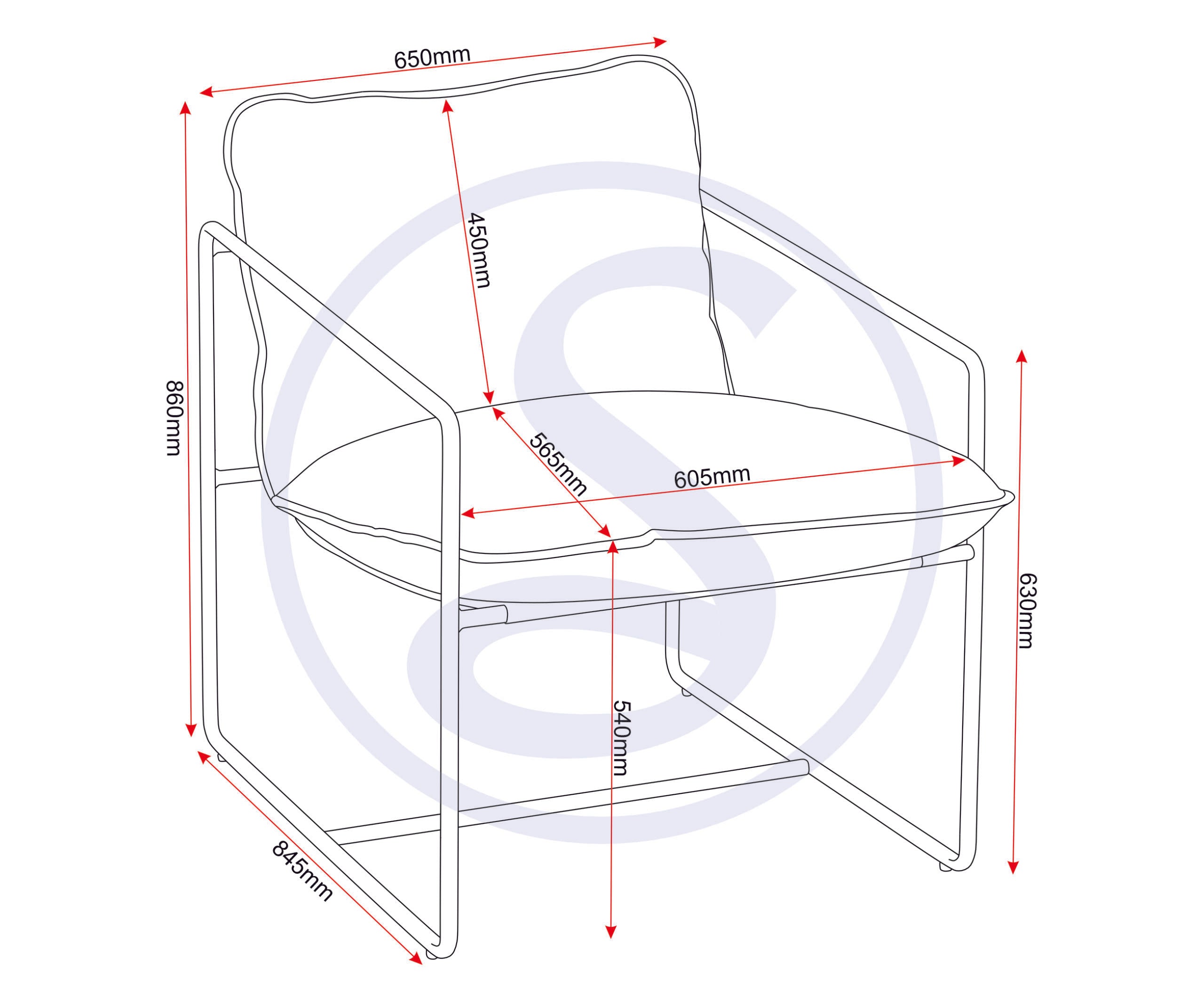 Tivoli Occasional Chair - Black Metal/Blue Fabric