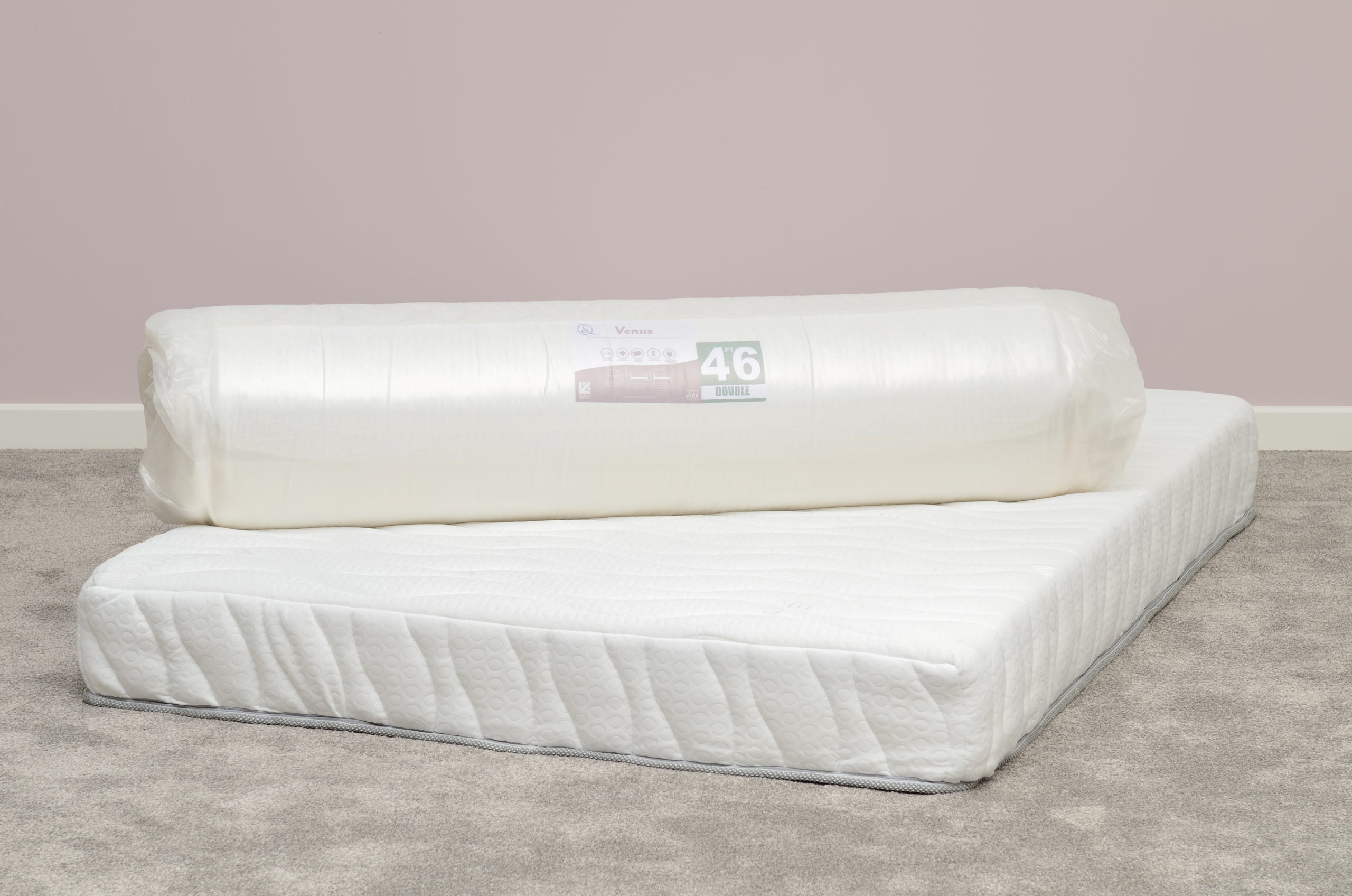 Venus 4'6" Memory Cool Rolled Mattress - White Fabric